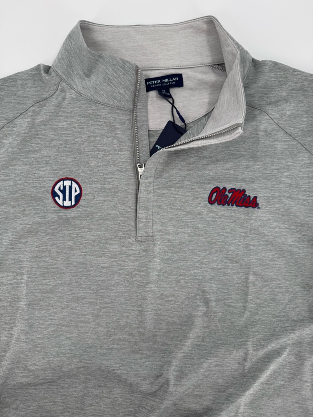DUAL-EMBROIDERED! Peter Millar Ole Miss SIP Gale Grey Quarter-Zip Vest! XL - NWT